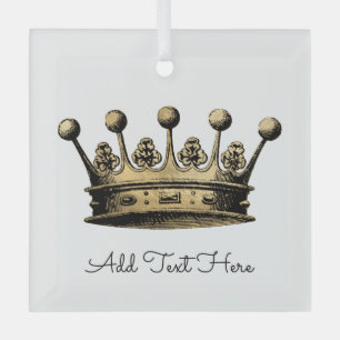 Goud - aangepaste tekstruimte voor Gold Crown Glas Ornament