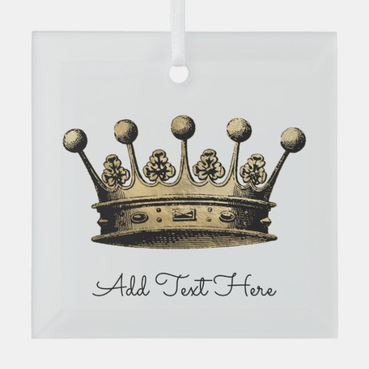  Goud - aangepaste tekstruimte voor Gold Crown Glas Ornament (Voorkant)