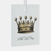  Goud - aangepaste tekstruimte voor Gold Crown Glas Ornament (Voorkant Rechts)