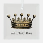  Goud - aangepaste tekstruimte voor Gold Crown Glas Ornament (Achterkant)