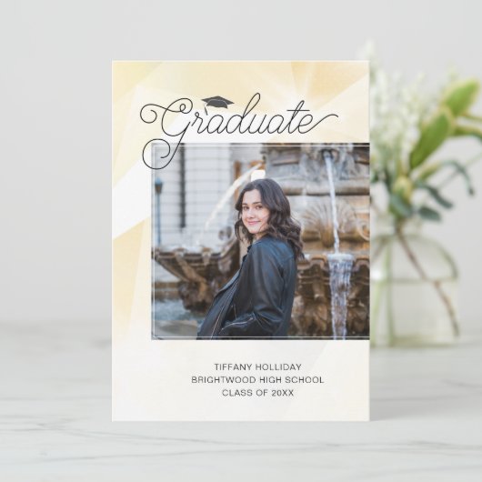 Goud Abstract Afstuderen Bijbelvers Foto Aankondiging (Staand voorkant)