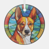 Goud Abstract Basenji Hondenvlekken Glas Ornament (Voorkant)