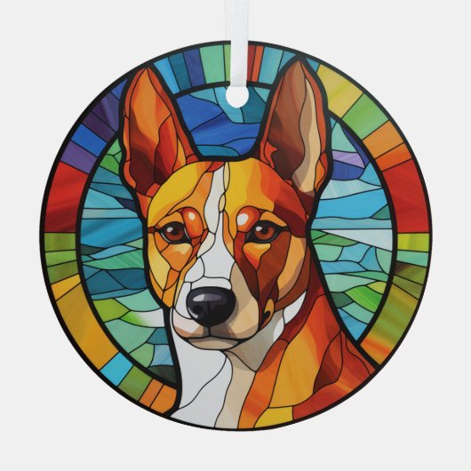 Goud Abstract Basenji Hondenvlekken Glas Ornament (Achterkant)