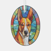 Goud Abstract Basenji Hondenvlekken Glas Ornament (Voorkant links)