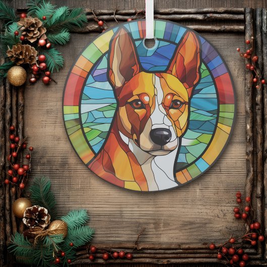 Goud Abstract Basenji Hondenvlekken Glas Ornament
