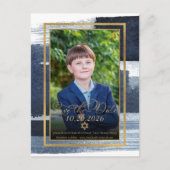 Goud Abstract Blauw Photo Bar Mitswa Bewaar de dat Briefkaart (Voorkant)