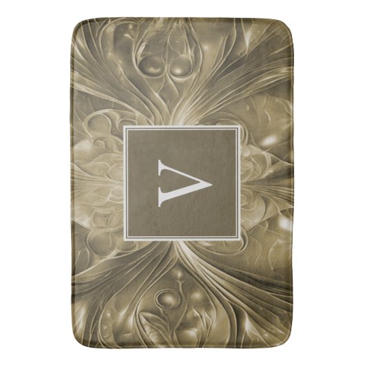 Goud Abstract Bloei Monogram Badmat (Voorkant Verticaal)
