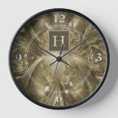 Goud Abstract Bloei Monogram Klok (Voorkant)