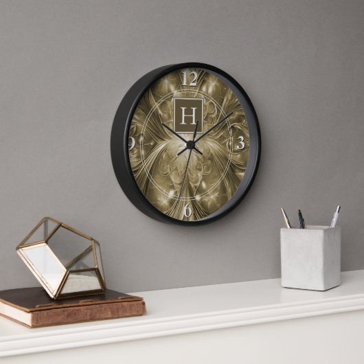 Goud Abstract Bloei Monogram Klok (Kantoor)