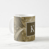 Goud Abstract Bloei Monogram Mok (Voorkant links)