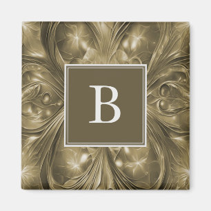 Goud Abstract bloeien monogram magneet