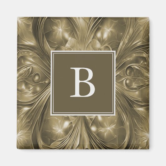 Goud Abstract bloeien monogram magneet (Voorkant)