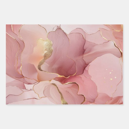 Goud Abstract Blush Roze Vrijgezellenfeest Inpakpapier Vel (Voorkant 3)