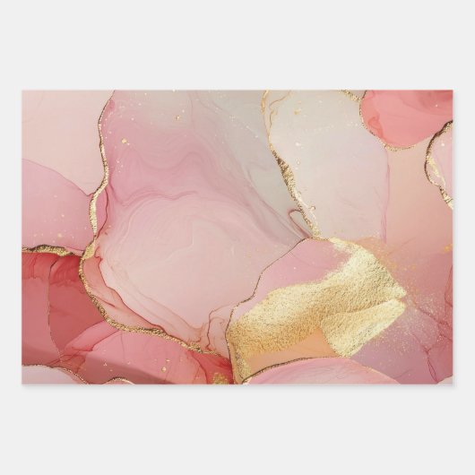 Goud Abstract Blush Roze Vrijgezellenfeest Inpakpapier Vel (Voorkant 2)
