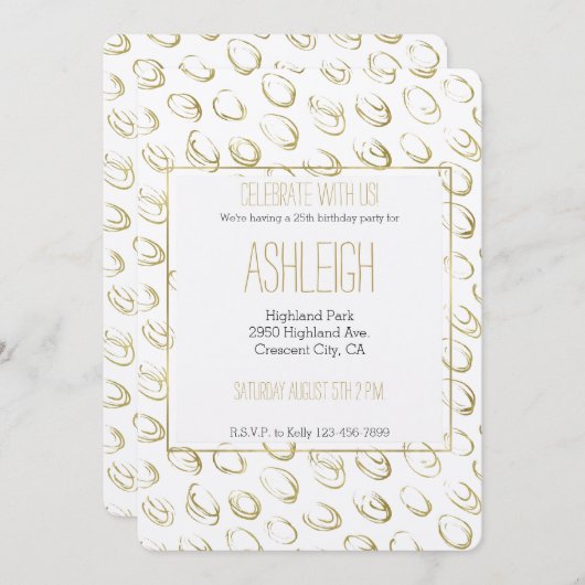 Goud Abstract Circles Verjaardag Kaart (Voorkant / Achterkant)