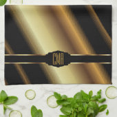 Goud Abstract Diagonaal Strepen Monogram Theedoek (Gevouwen)