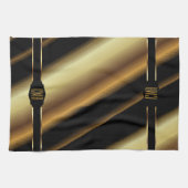 Goud Abstract Diagonaal Strepen Monogram Theedoek (Horizontaal)