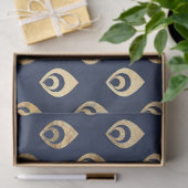 Goud Abstract druppeltjes op een blauw ontkoppelin Tissuepapier (Geschenk)