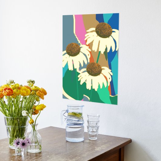 Goud Abstract Echinacea Kone Flower Moderne Folie Afdrukken (Laag (Keuken))