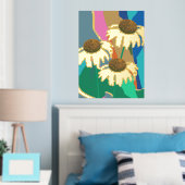 Goud Abstract Echinacea Kone Flower Moderne Folie Afdrukken (Insitu (Slaapkamer))