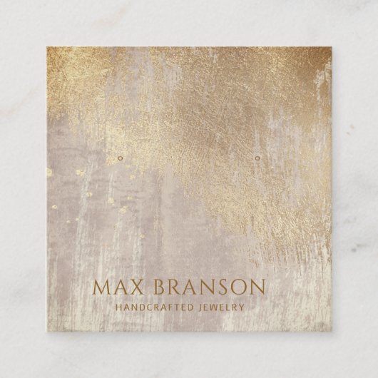 Goud Abstract Faux Folie Oorbel Display Kaarten Vierkante Visitekaartje (Voorkant)