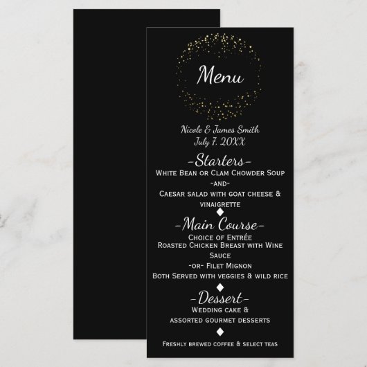 Goud Abstract Glam Schitteren Cirkel Menu Programm (Voorkant / Achterkant)