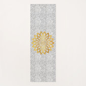 Goud Abstract Lotus Bloem op Zwart Waves Patroon Yogamat (Voorkant)