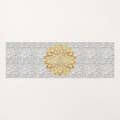 Goud Abstract Lotus Bloem op Zwart Waves Patroon Yogamat (Voorkant (horizontaal))