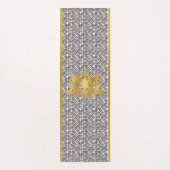 Goud Abstract Lotus Silhouet op Zwart Patroon Yogamat (Voorkant)