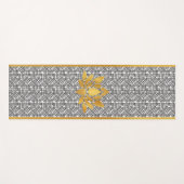 Goud Abstract Lotus Silhouet op Zwart Patroon Yogamat (Voorkant (horizontaal))