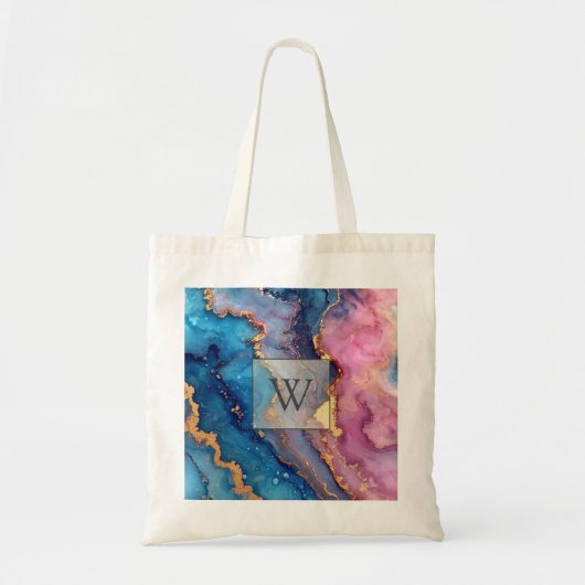 Goud Abstract Modern Monogram Initiaal Tote Bag (Voorkant)