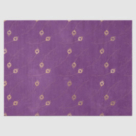 Goud Abstract oog van Peacock Feathers op Paars Tissuepapier