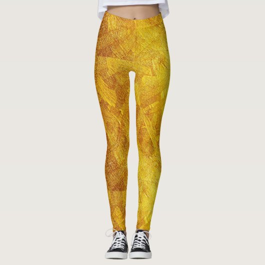 Goud Abstract Patroon Leggings (Voorkant)