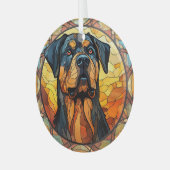 Goud Abstract Rottweiler Dog Vlekken Glas Ornament (Voorkant links)