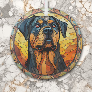 Goud Abstract Rottweiler Dog Vlekken Glas Ornament
