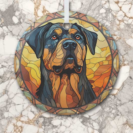 Goud Abstract Rottweiler Dog Vlekken Glas Ornament