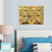Goud abstract Wazige Pixel Art en Dog Folie Afdrukken (Insitu (Slaapkamer))