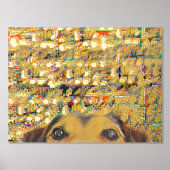 Goud abstract Wazige Pixel Art en Dog Folie Afdrukken (Voorkant)