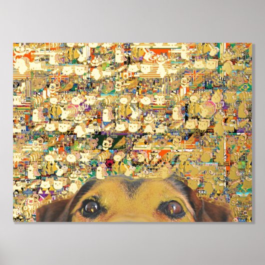 Goud abstract Wazige Pixel Art en Dog Folie Afdrukken (Voorkant)