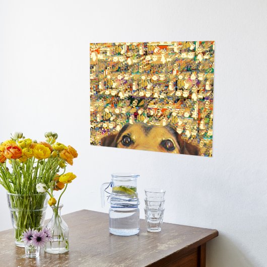 Goud abstract Wazige Pixel Art en Dog Folie Afdrukken (Laag (Keuken))