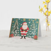 Goud Accent Santa en Snowflakes Ontwerp Kaart (Gele Bloem)