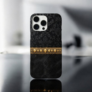 Goud accentueerd Damask Shield iPhone 16 Pro Max Hoesje