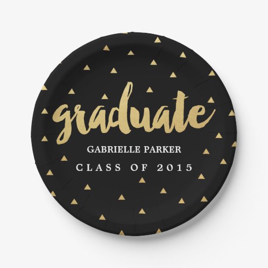Goud Afstudeerder Faux Folie Graduation Party Bord (Voorkant)