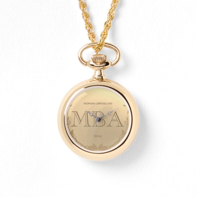 Goud Afstudeerder Naam MBA Afstuderen Horloge (Voorkant)