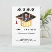 Goud Afstudeerder Pet & Foto Afstuderen Kaart (Staand voorkant)