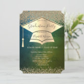 Goud Afstudeerder Pet, Gouden Diamanten Oud Groen  Kaart (Staand voorkant)