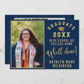 Goud Afstudeerder Pet Vet Script 4 Foto Afstuderen Kaart (Voorkant / Achterkant)