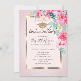 Goud Afstudeerder Pet Waterverf Bloemen Stippen Af Kaart