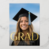 Goud AFSTUDEERDER van geperste Folie van 22 aankon Folie Uitnodiging (Voorkant)