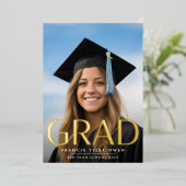 Goud AFSTUDEERDER van geperste Folie van 22 aankon Folie Uitnodiging (Staand Voorkant)